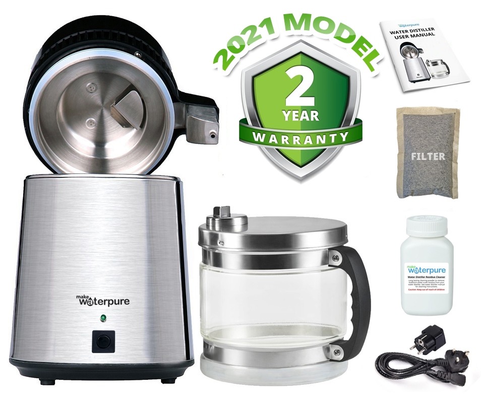 Stainless Steel Water Distiller with Glass Collection Jug