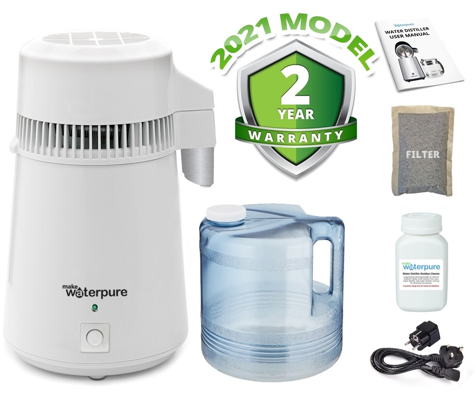 White Stainless Steel Water Distiller With Polycarbonate Jug